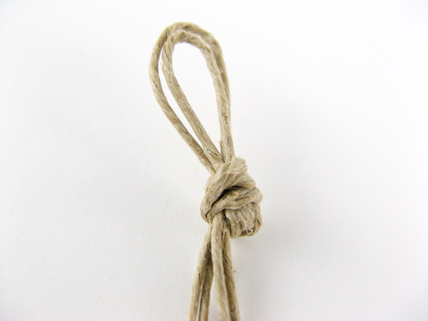 Hemp overhand knot tightened